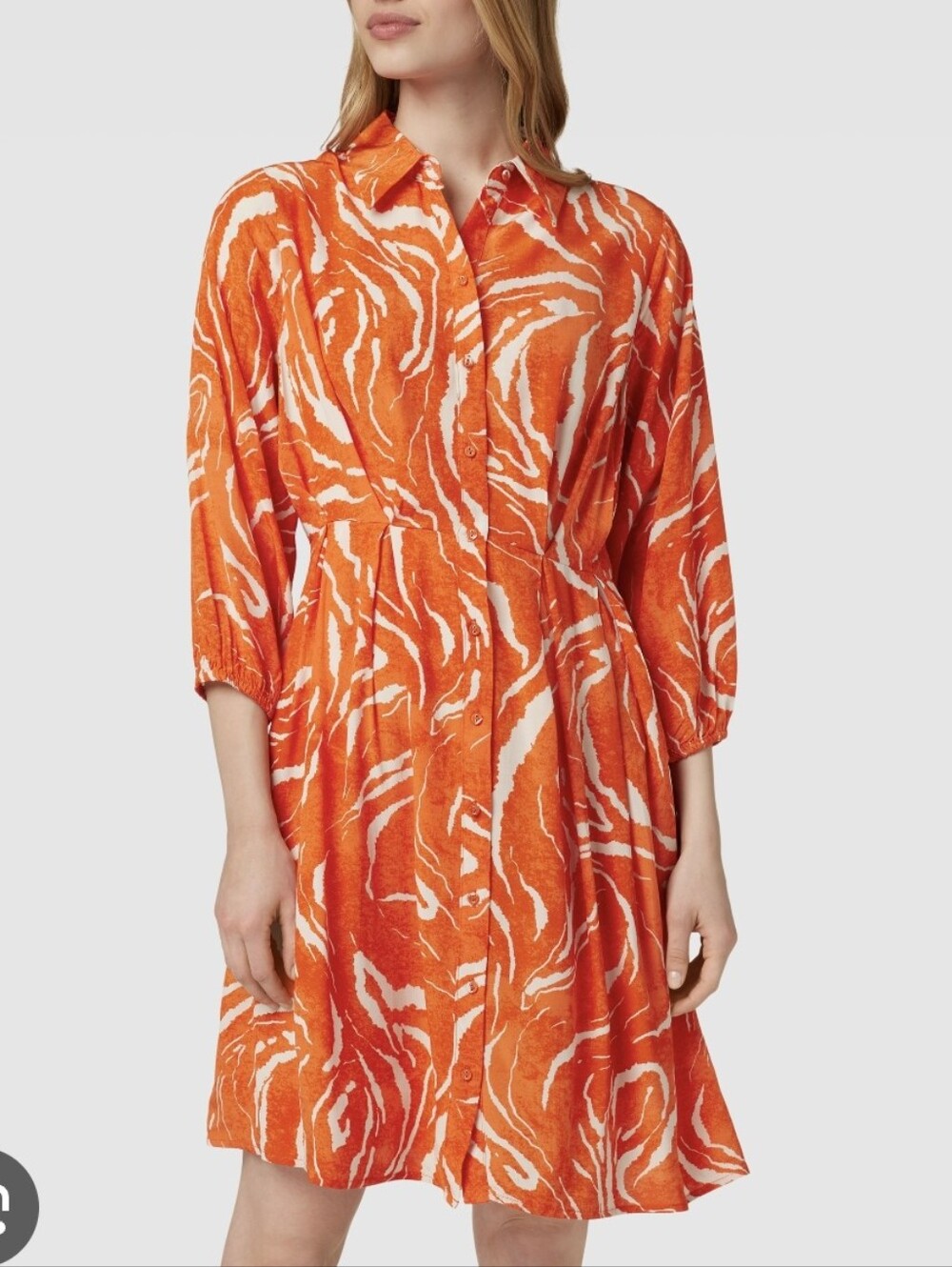 SELECTED FEMME Orange Swirl Print Sirine 3/4 Sleeve Shirt Dress